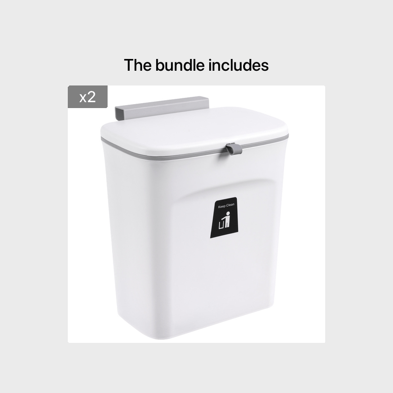 1pc Under Cabinet Door Hanging Trash Can - No Drill Installation, Durable Plastic Rectangular Kitchen Waste Bin with Lid, Space-Saving Pull-Out Cabinet Organizer for Utensils & Food Scraps (Black/White), Trash Cans for Kitche