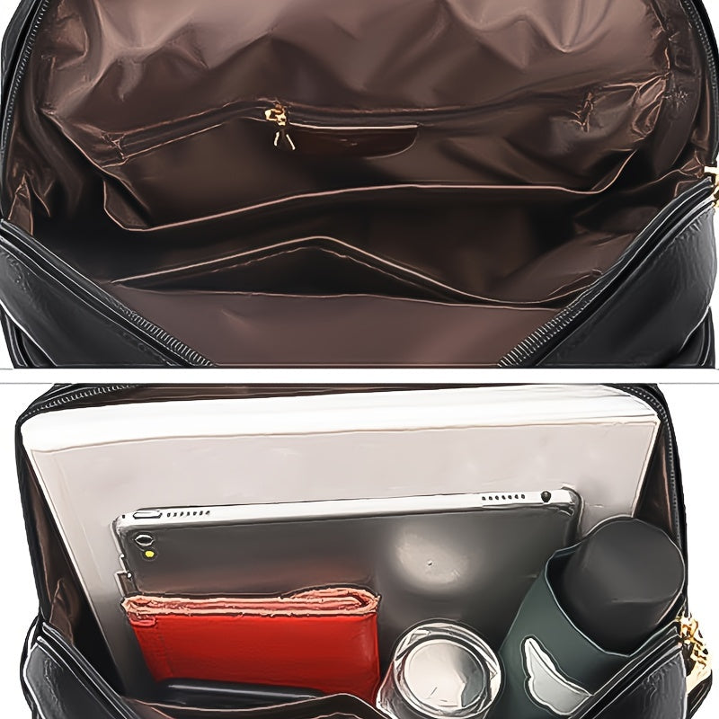 Stylish Retro PU Leather Backpack - Fashion Flap with Anti-theft Pocket - Versatile for Travel, School & Daily Use - Durable Daypack