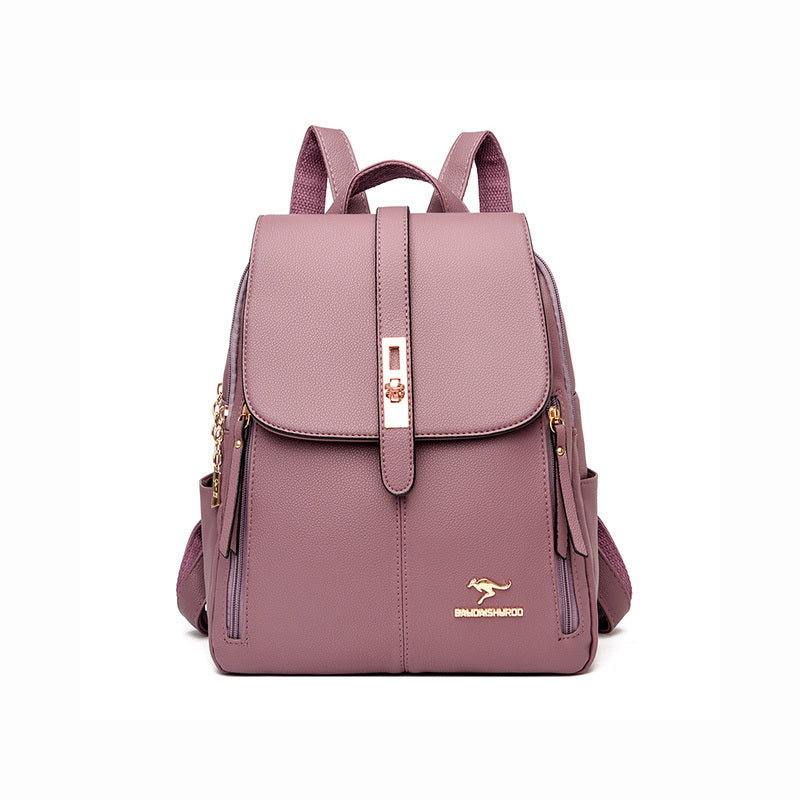 Stylish Retro PU Leather Backpack - Fashion Flap with Anti-theft Pocket - Versatile for Travel, School & Daily Use - Durable Daypack