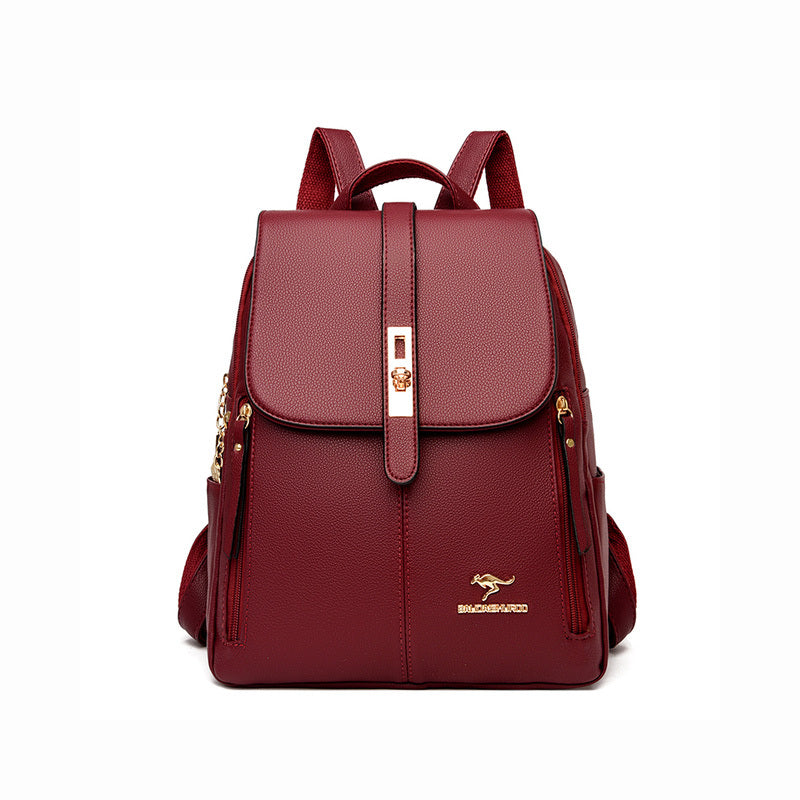 Stylish Retro PU Leather Backpack - Fashion Flap with Anti-theft Pocket - Versatile for Travel, School & Daily Use - Durable Daypack