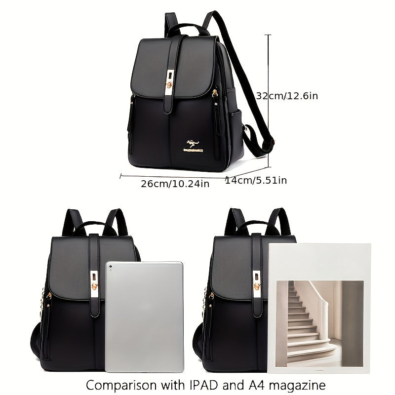 Stylish Retro PU Leather Backpack - Fashion Flap with Anti-theft Pocket - Versatile for Travel, School & Daily Use - Durable Daypack