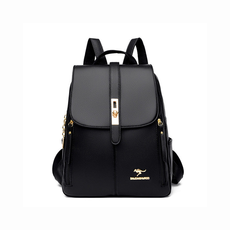 Stylish Retro PU Leather Backpack - Fashion Flap with Anti-theft Pocket - Versatile for Travel, School & Daily Use - Durable Daypack